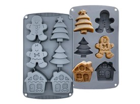 Molde silicona 2 casita 2 jengibre 2 arbolitos